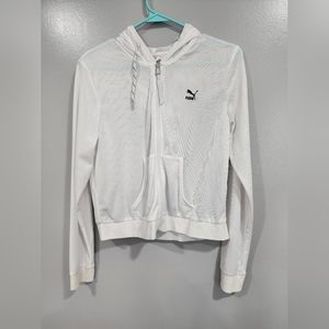 Puma cropped mesh yoga jacket hoodie, never worn, L, white